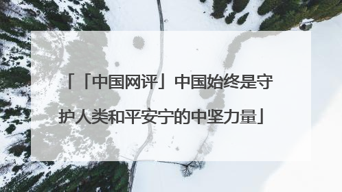 「中国网评」中国始终是守护人类和平安宁的中坚力量
