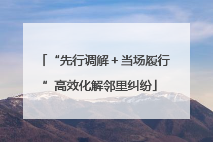 “先行调解＋当场履行”高效化解邻里纠纷