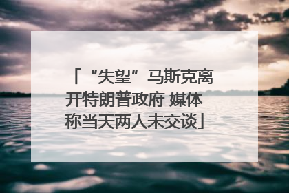 “失望”马斯克离开特朗普政府 媒体称当天两人未交谈