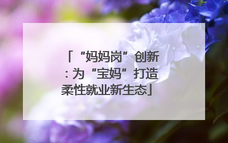 “妈妈岗”创新：为“宝妈”打造柔性就业新生态