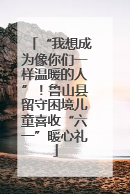 “我想成为像你们一样温暖的人”！鲁山县留守困境儿童喜收“六一”暖心礼