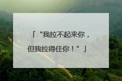 “我拉不起来你，但我拉得住你！”