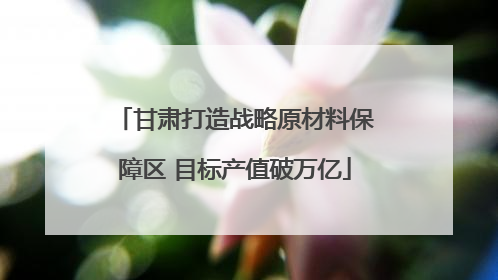甘肃打造战略原材料保障区 目标产值破万亿