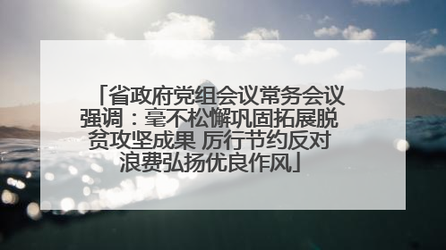 省政府党组会议常务会议强调：毫不松懈巩固拓展脱贫攻坚成果 厉行节约反对浪费弘扬优良作风
