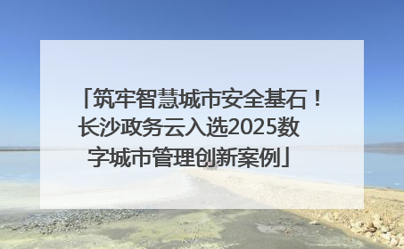 筑牢智慧城市安全基石！长沙政务云入选2025数字城市管理创新案例