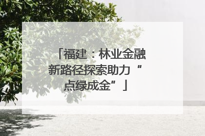 福建：林业金融新路径探索助力“点绿成金”