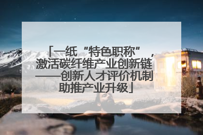 一纸“特色职称”，激活碳纤维产业创新链——创新人才评价机制 助推产业升级