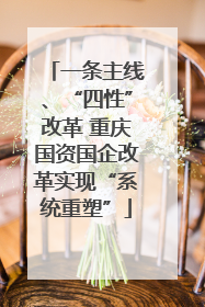 一条主线、“四性”改革 重庆国资国企改革实现“系统重塑”