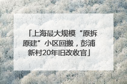 上海最大规模“原拆原建”小区回搬，彭浦新村20年旧改收官