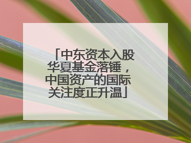 中东资本入股华夏基金落锤，中国资产的国际关注度正升温