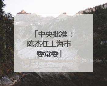 中央批准：陈杰任上海市委常委