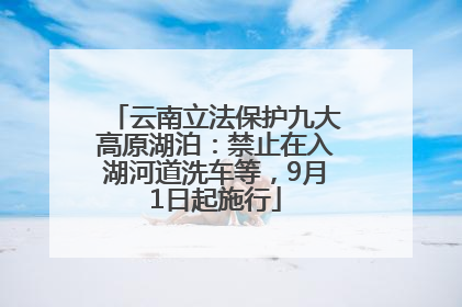 云南立法保护九大高原湖泊：禁止在入湖河道洗车等，9月1日起施行
