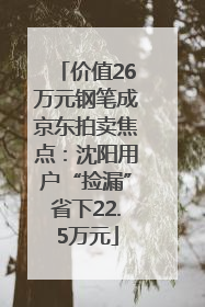价值26万元钢笔成京东拍卖焦点：沈阳用户“捡漏”省下22.5万元