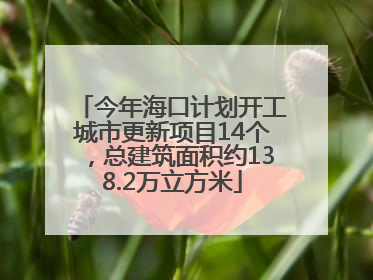 今年海口计划开工城市更新项目14个，总建筑面积约138.2万立方米