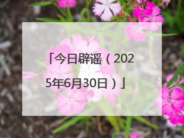 今日辟谣（2025年6月30日）