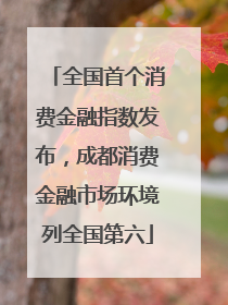 全国首个消费金融指数发布，成都消费金融市场环境列全国第六