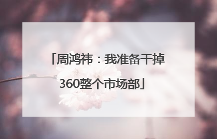 周鸿祎：我准备干掉360整个市场部