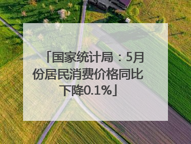 国家统计局：5月份居民消费价格同比下降0.1%