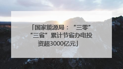 国家能源局：“三零”“三省”累计节省办电投资超3000亿元