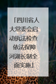 四川省人大常委会启动执法检查 依法保障河湖长制全面实施