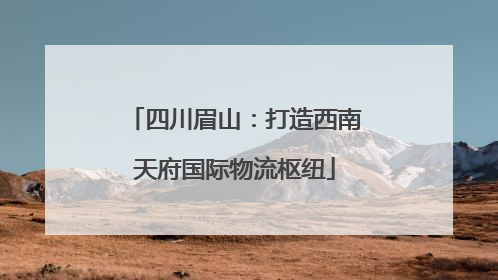 四川眉山：打造西南天府国际物流枢纽