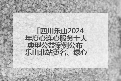 四川乐山2024年度心连心服务十大典型公益案例公布 乐山北站更名、绿心路井盖治理等上榜