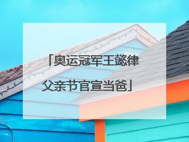 奥运冠军王懿律父亲节官宣当爸
