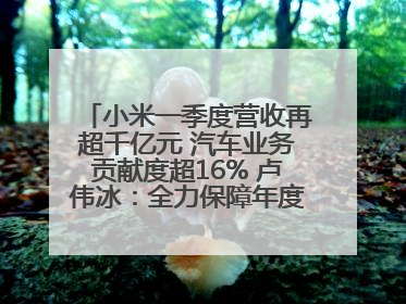 小米一季度营收再超千亿元 汽车业务贡献度超16% 卢伟冰：全力保障年度交付目标实现