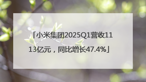 小米集团2025Q1营收1113亿元，同比增长47.4%