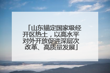 山东锚定国家级经开区热土，以高水平对外开放促进深层次改革、高质量发展