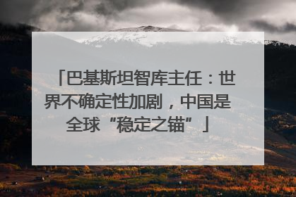 巴基斯坦智库主任：世界不确定性加剧，中国是全球“稳定之锚”