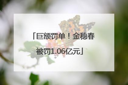 巨额罚单！金穗春被罚1.06亿元