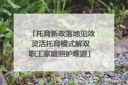 托育新政落地见效 灵活托育模式解双职工家庭照护难题