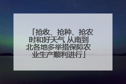 抢收、抢种、抢农时和好天气 从南到北各地多举措保障农业生产顺利进行
