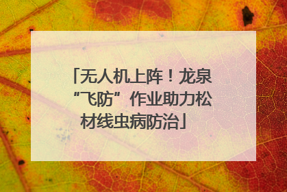 无人机上阵！龙泉“飞防”作业助力松材线虫病防治