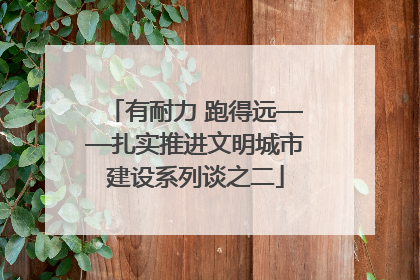 有耐力 跑得远——扎实推进文明城市建设系列谈之二