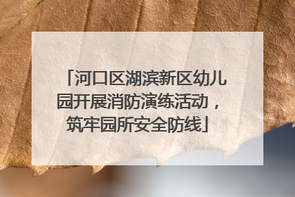 河口区湖滨新区幼儿园开展消防演练活动，筑牢园所安全防线