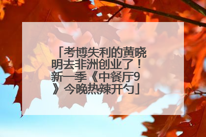 考博失利的黄晓明去非洲创业了！新一季《中餐厅9》今晚热辣开勺