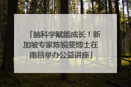 脑科学赋能成长！新加坡专家陈锐斐博士在南昌举办公益讲座
