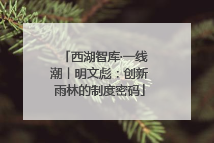 西湖智库·一线潮丨明文彪：创新雨林的制度密码