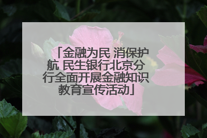 金融为民 消保护航 民生银行北京分行全面开展金融知识教育宣传活动