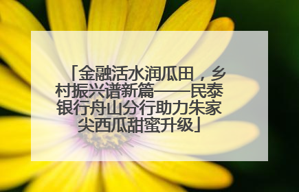 金融活水润瓜田，乡村振兴谱新篇——民泰银行舟山分行助力朱家尖西瓜甜蜜升级