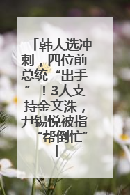 韩大选冲刺，四位前总统“出手”！3人支持金文洙，尹锡悦被指“帮倒忙”