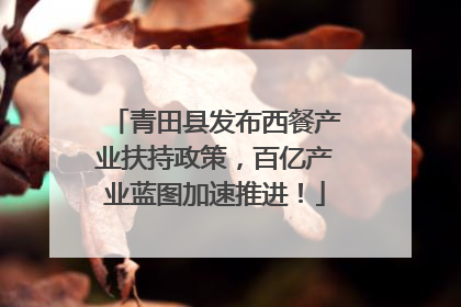 青田县发布西餐产业扶持政策，百亿产业蓝图加速推进！