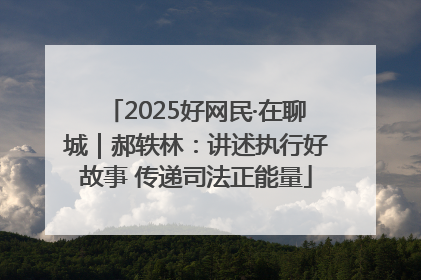 2025好网民·在聊城｜郝轶林：讲述执行好故事 传递司法正能量